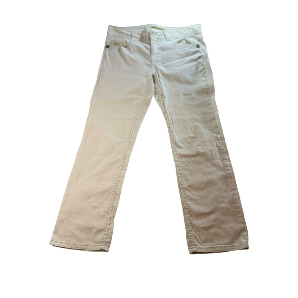 Democracy "Ab" Tech Women's Pants Size 12 Ivory Slim Straight Casual Work Travel